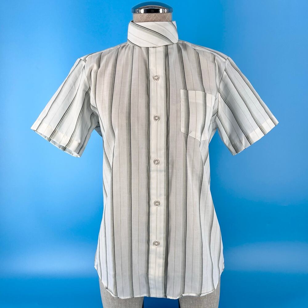 70s Vintage Equestrian High Neck Band Collar Riding Shirt 1970s